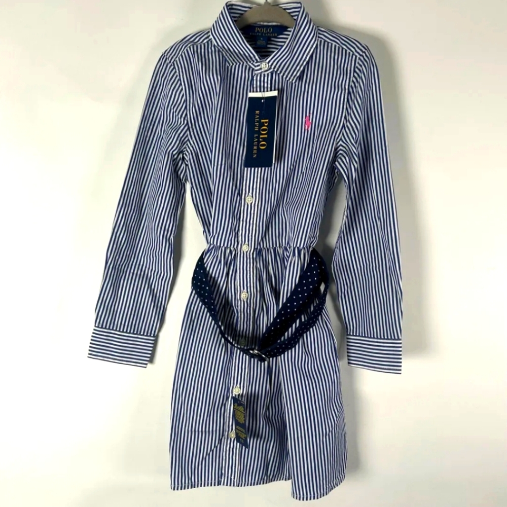 Polo Ralph Lauren Girls' Bengal Striped Shirt Dress - Little Kid